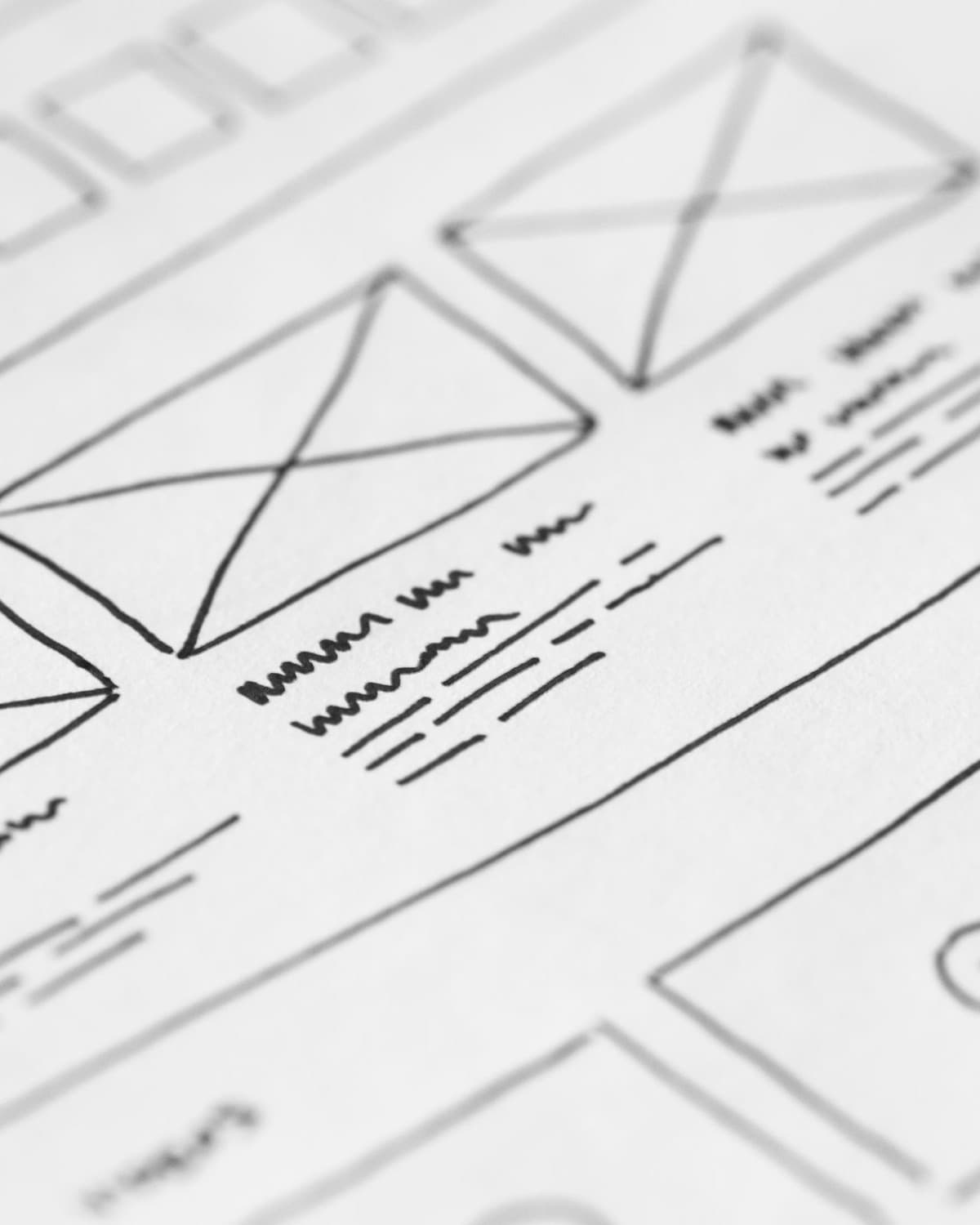A hand-sketched UI wireframe